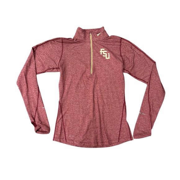 Nike Tops - Nike FSU Florida State Seminoles Quarter Zip Womens Small Garnet Dri-FIT‎